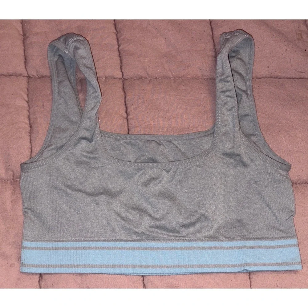 Lucky‎ Brand Womens Gray Blue Sports Bra Lounge Bralette Stretch, Size XL